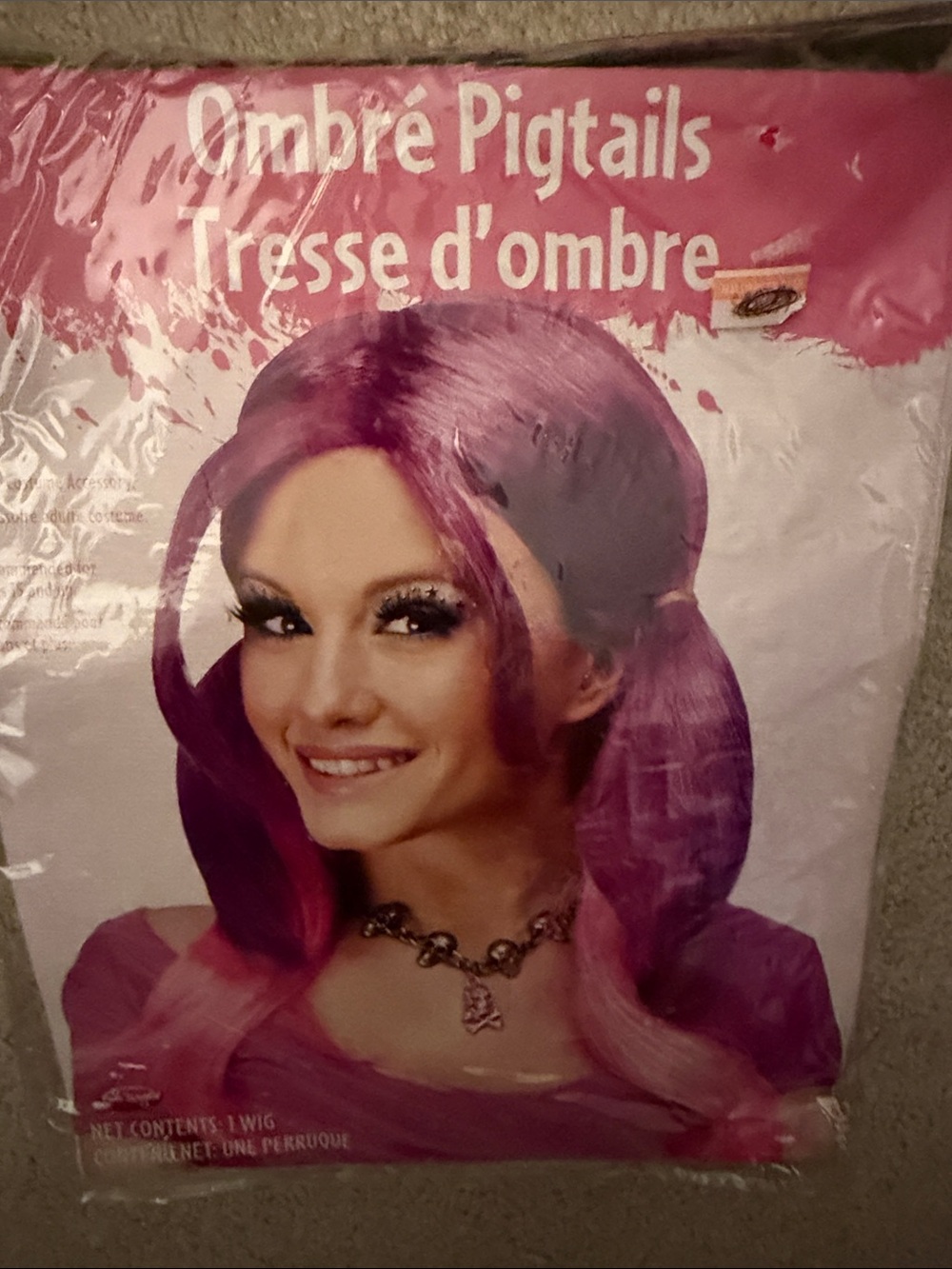 Age 15+ Fun World Ombré Pigtails Purple and Pink Wig NWT